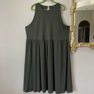 Plus Size 22/24 Eloquii Green A Line Midi Dress Sleeveless